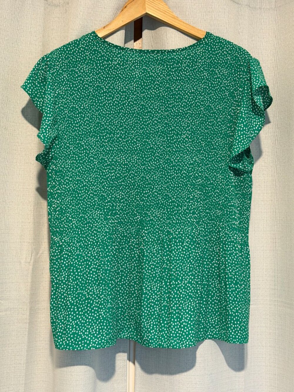 Adrianna Papell Green White Speckled Ruffle Sleeve Blouse Size M - Picture 4 of 7
